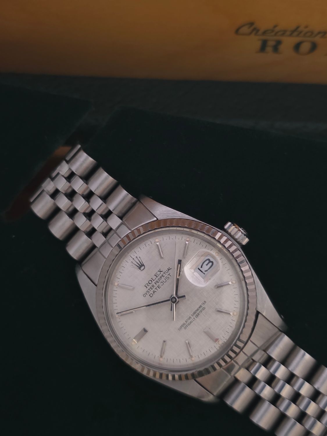 Rolex Datejust 16014 Silver Linen Dial, 36mm 1987 Full Set, Original Receipt