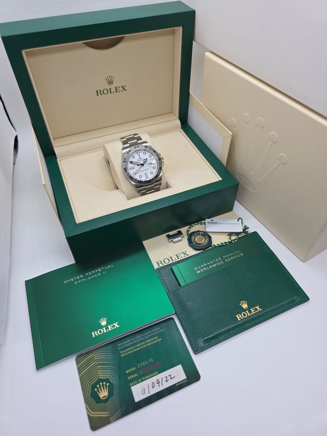 Rolex Explorer II 226570 White Polar Watch Unpolished - 2022 Full Set