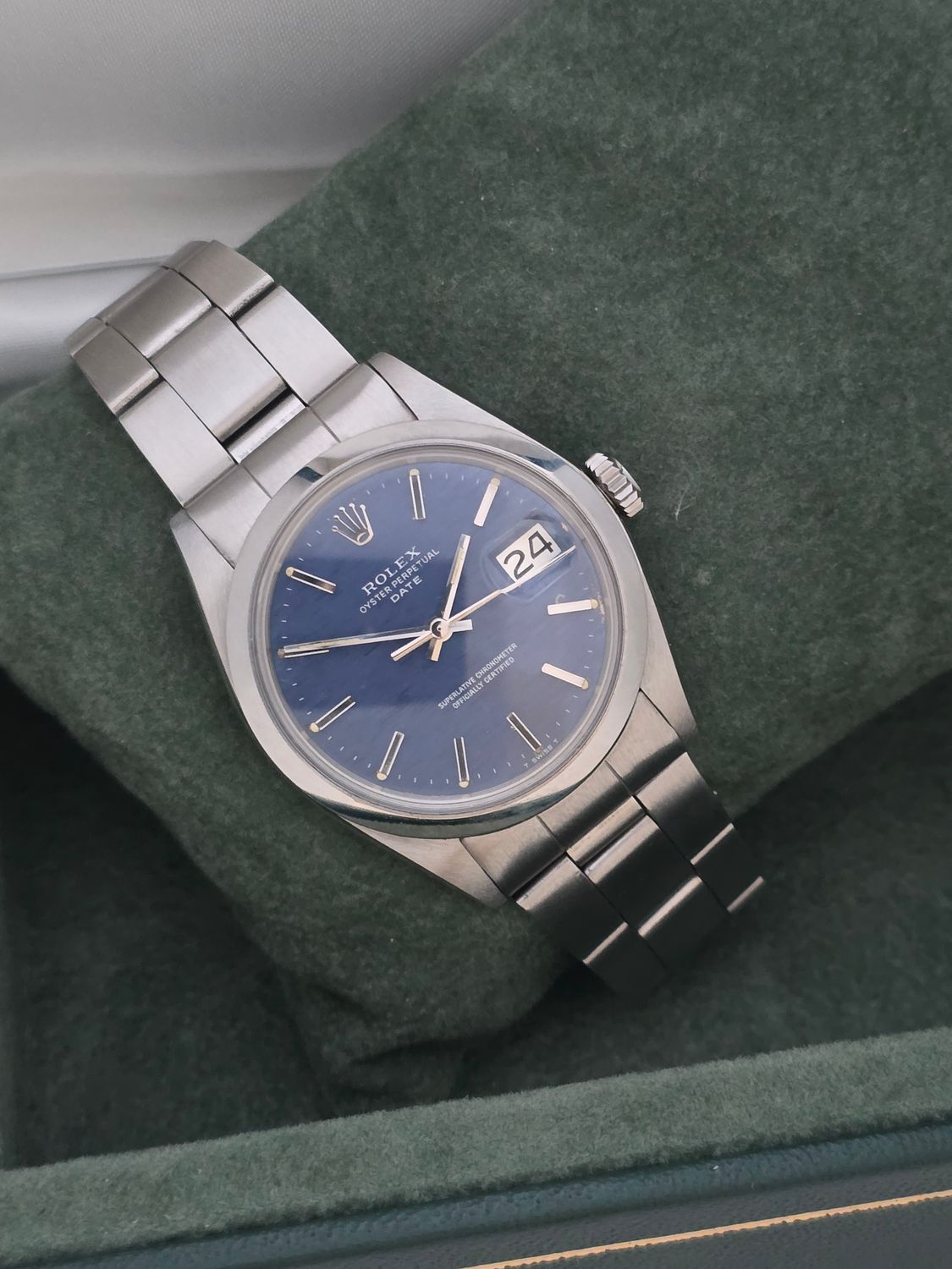 Rolex Oyster Perpetual Date Ref 1500 'Rare Blue Mosaic' Dial, Box &amp; Papers