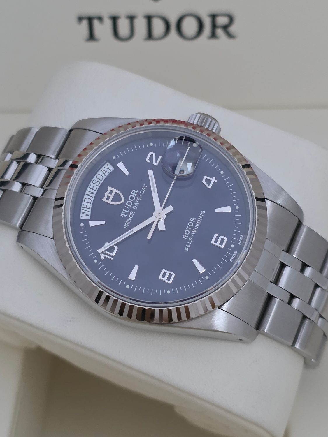 Tudor 76214 Prince DayDate Watch, Rare Blue Dial, 2016 Box &amp; Papers