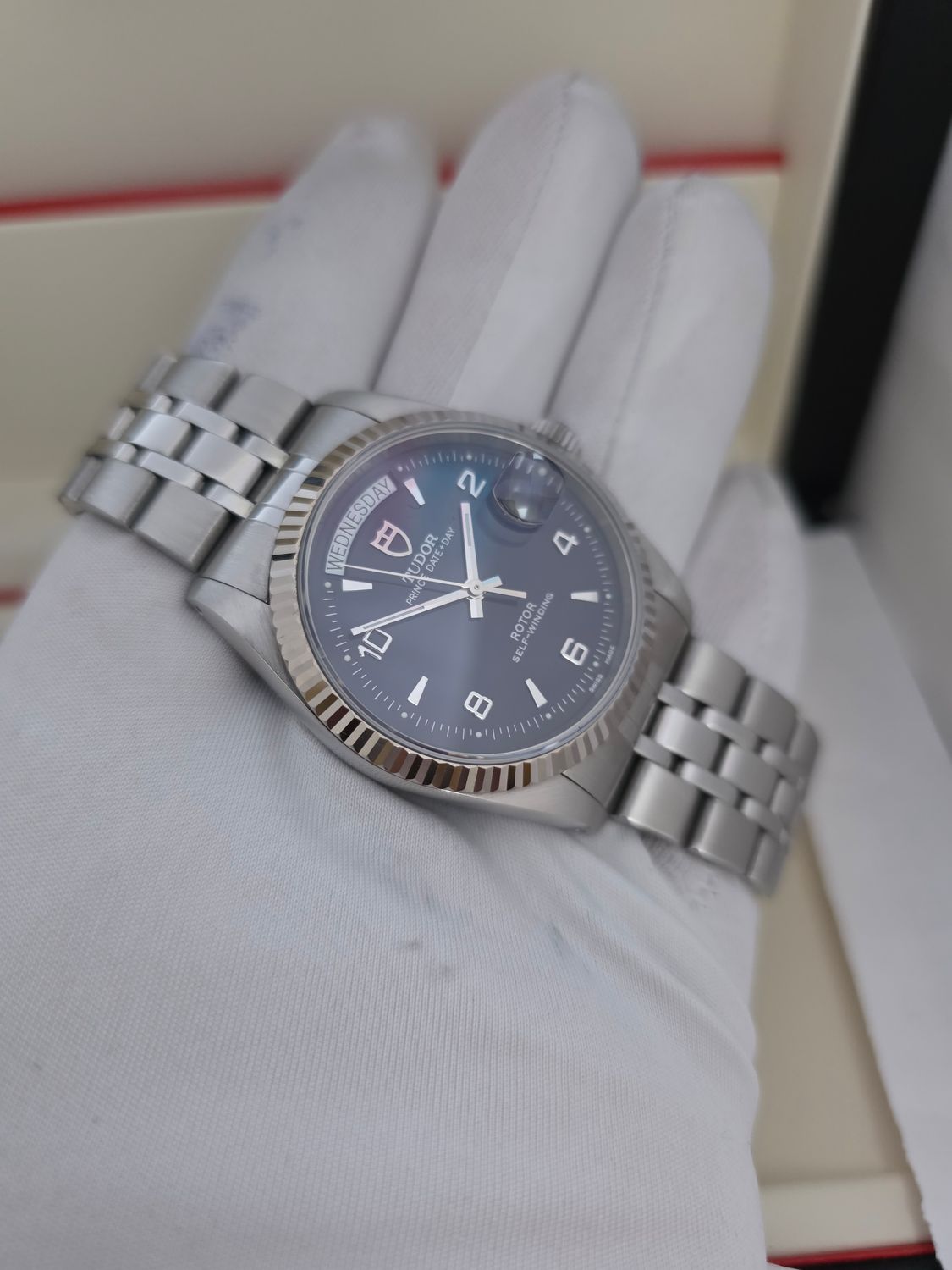 Tudor 76214 Prince DayDate Watch, Rare Blue Dial, 2016 Box &amp; Papers