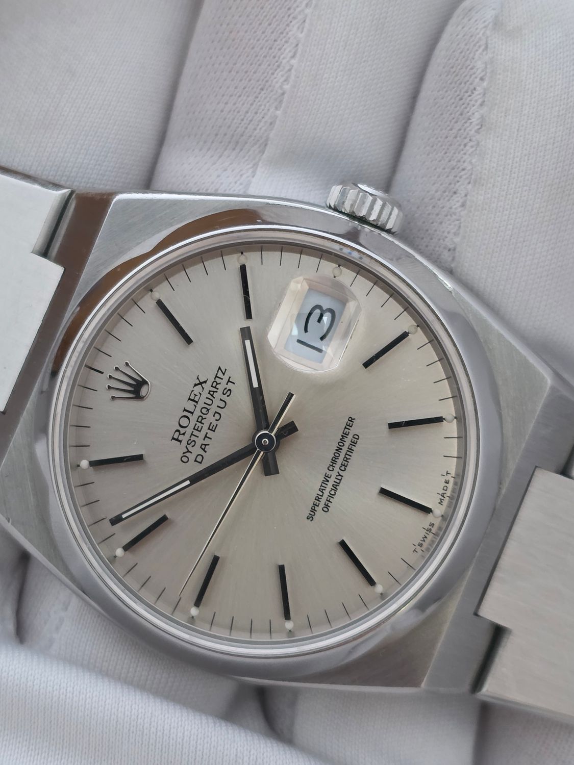 Rolex Oysterquartz Datejust 17000 Steel Watch, Circa 1988 Unpolished