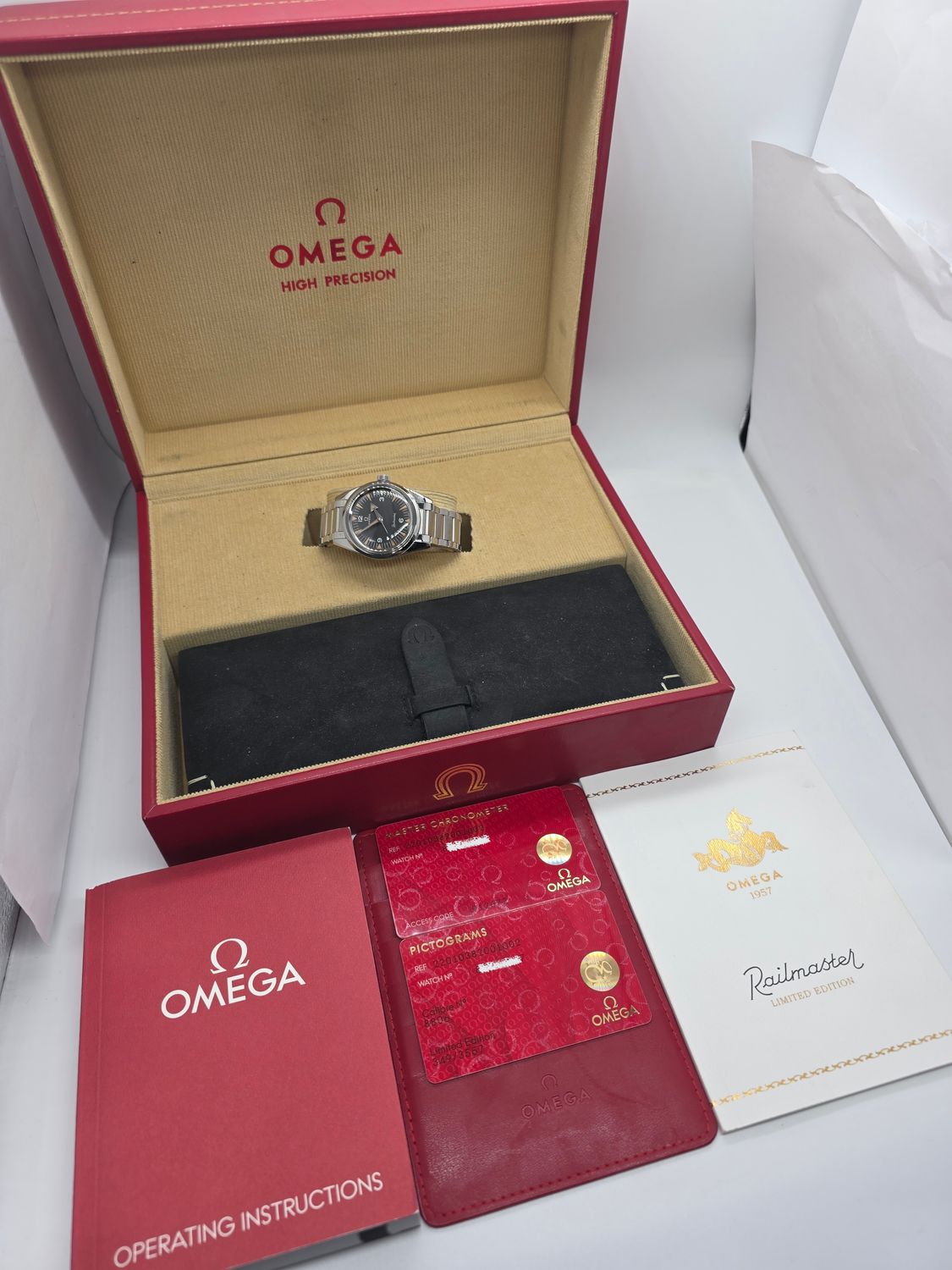 OMEGA Railmaster Trilogy 1957 60th Anniversary Black Watch - 220.10.38.20.01.002
