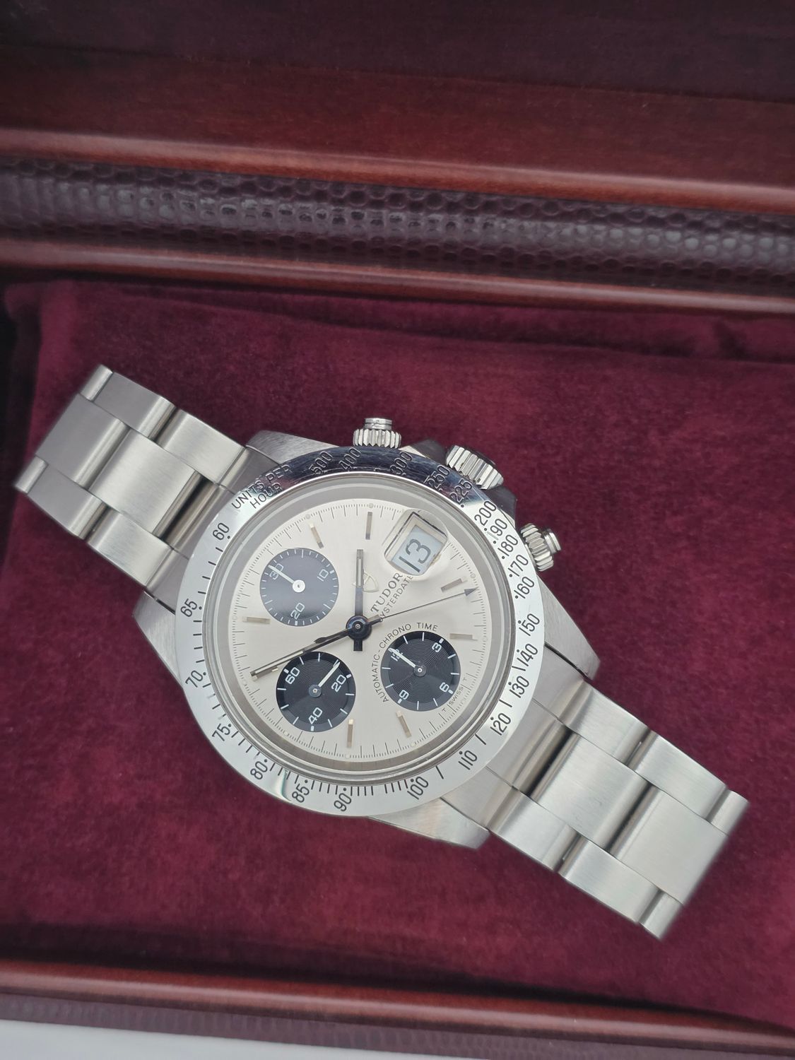 Tudor Oysterdate Chrono 79180 Silver Big Block 40mm, Unpolished Box &amp; Papers