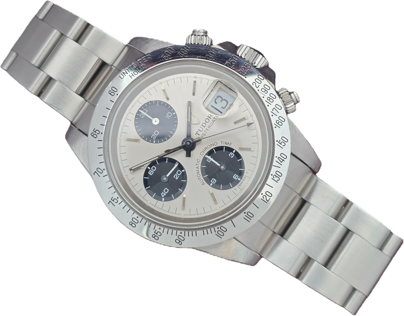 Tudor Oysterdate Chrono 79180 Silver Big Block 40mm, Unpolished Box &amp; Papers