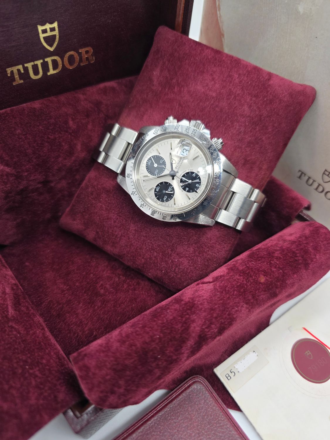 Tudor Oysterdate Chrono 79180 Silver Big Block 40mm, Unpolished Box &amp; Papers