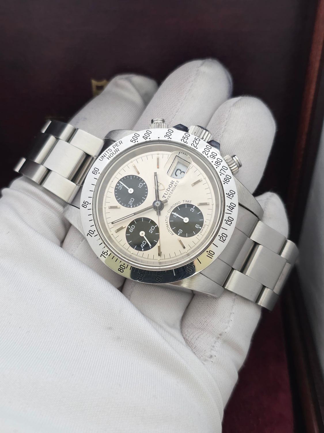 Tudor Oysterdate Chrono 79180 Silver Big Block 40mm, Unpolished Box &amp; Papers