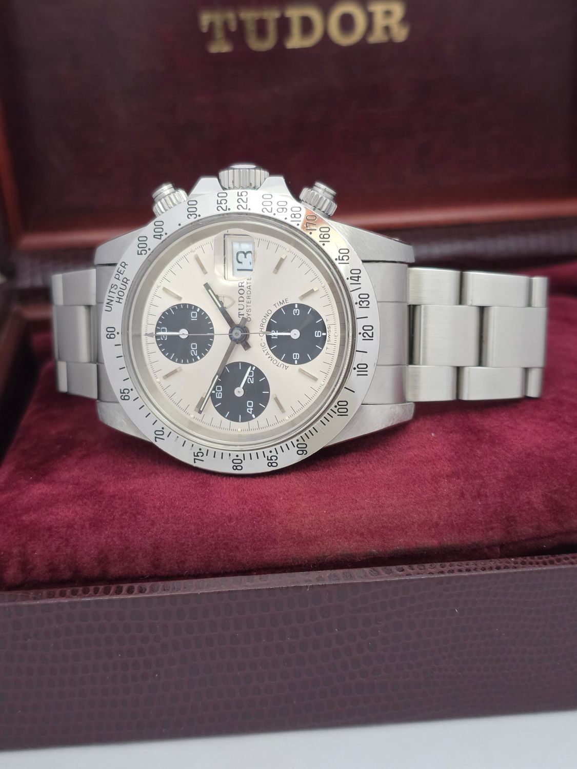 Tudor Oysterdate Chrono 79180 Silver Big Block 40mm, Unpolished Box &amp; Papers