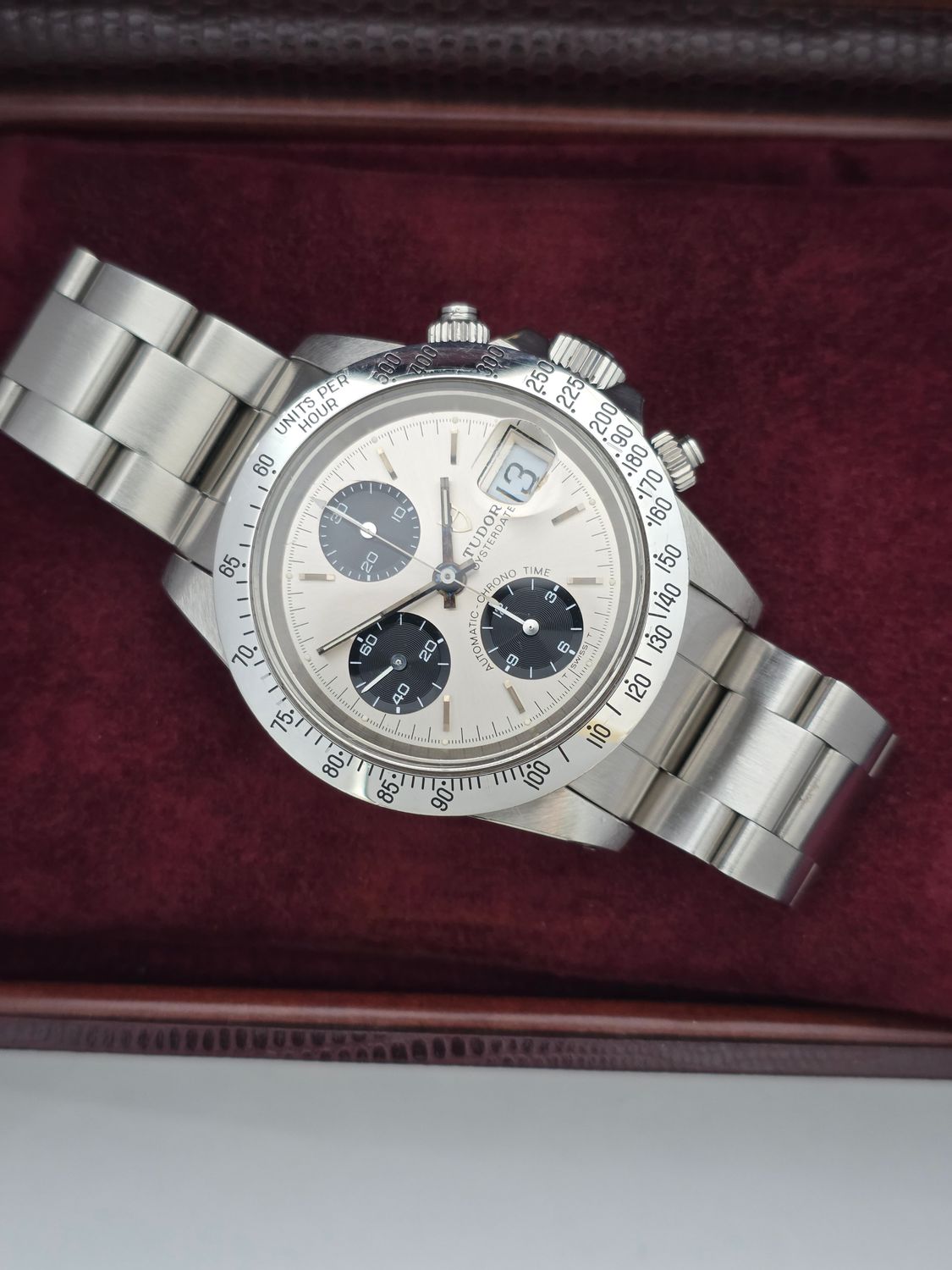 Tudor Oysterdate Chrono 79180 Silver Big Block 40mm, Unpolished Box &amp; Papers