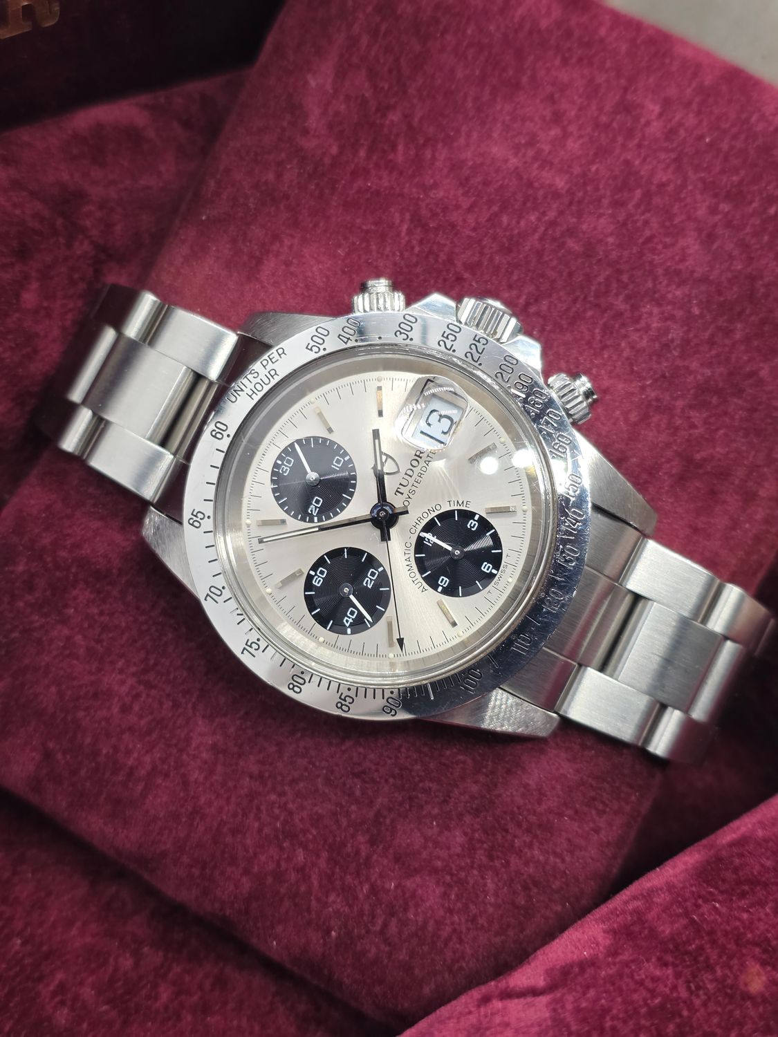 Tudor Oysterdate Chrono 79180 Silver Big Block 40mm, Unpolished Box &amp; Papers