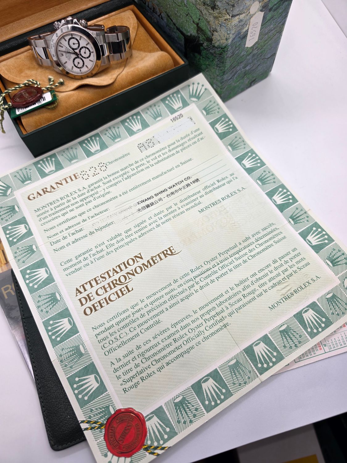 Rolex Daytona 16520 Zenith 40mm White Dial, 1999 Full Collectors Set, Unpolished