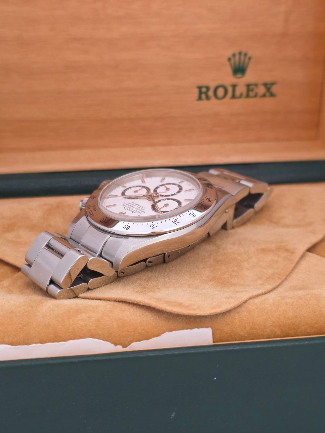 Rolex Daytona 16520 Zenith 40mm White Dial, 1999 Full Collectors Set, Unpolished