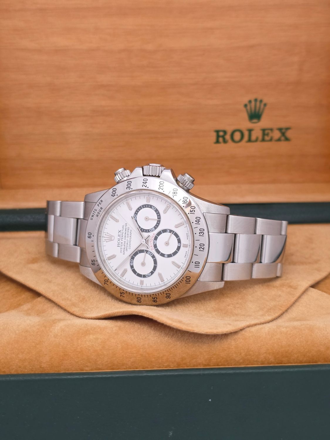 Rolex Daytona 16520 Zenith 40mm White Dial, 1999 Full Collectors Set, Unpolished
