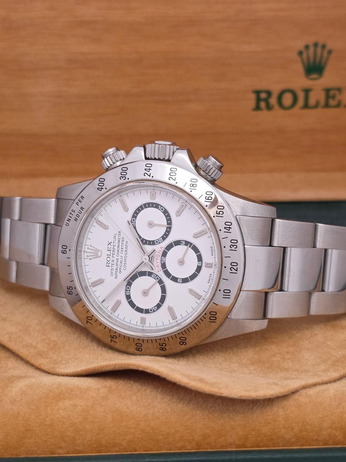 Rolex Daytona 16520 Zenith 40mm White Dial, 1999 Full Collectors Set, Unpolished