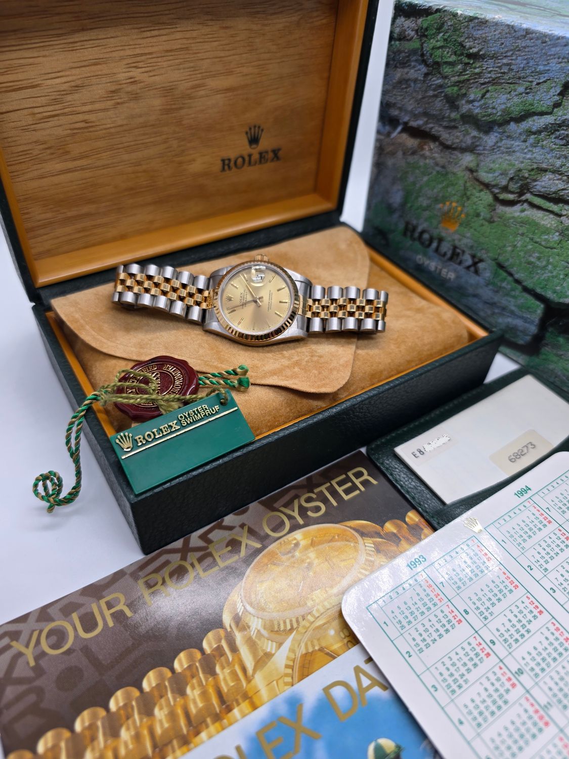 Rolex Datejust 31mm 68273 Champagne Dial NOS Stickered, 1993 Full Set