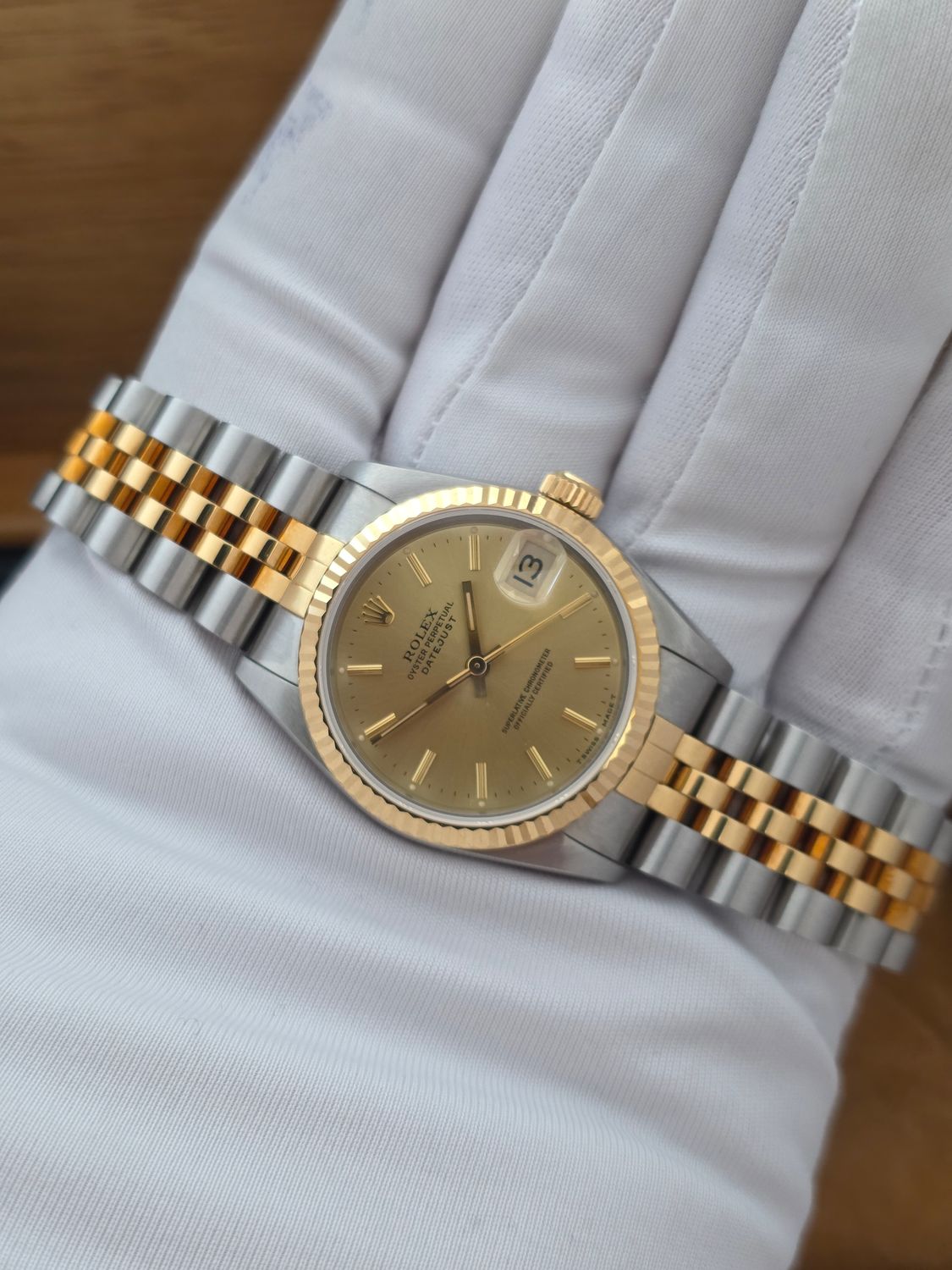 Rolex Datejust 31mm 68273 Champagne Dial NOS Stickered, 1993 Full Set