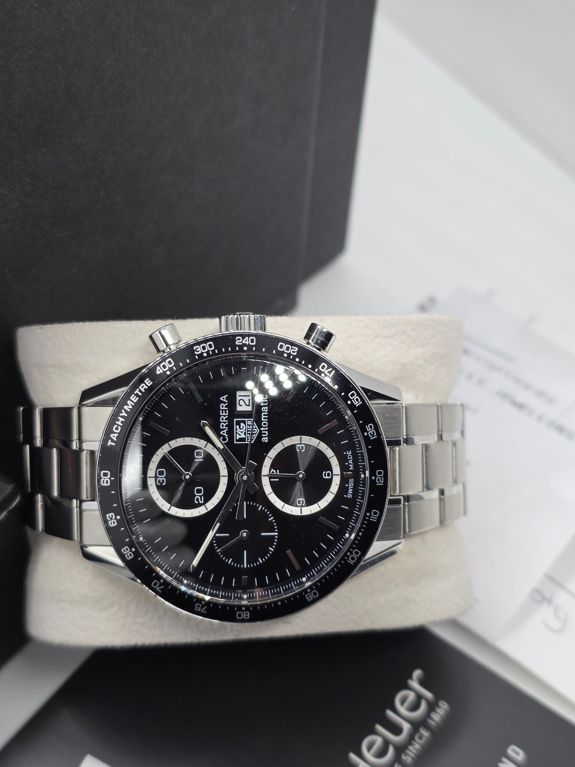 TAG Heuer Carrera CV2010 Chronograph, Black Watch - 2011 Box &amp; Papers