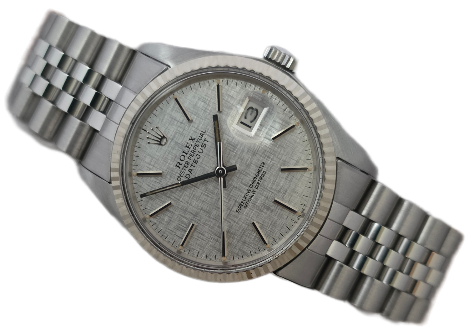 Rolex Datejust 16014 Silver Linen Dial, 36mm 1978 Box &amp; Papers