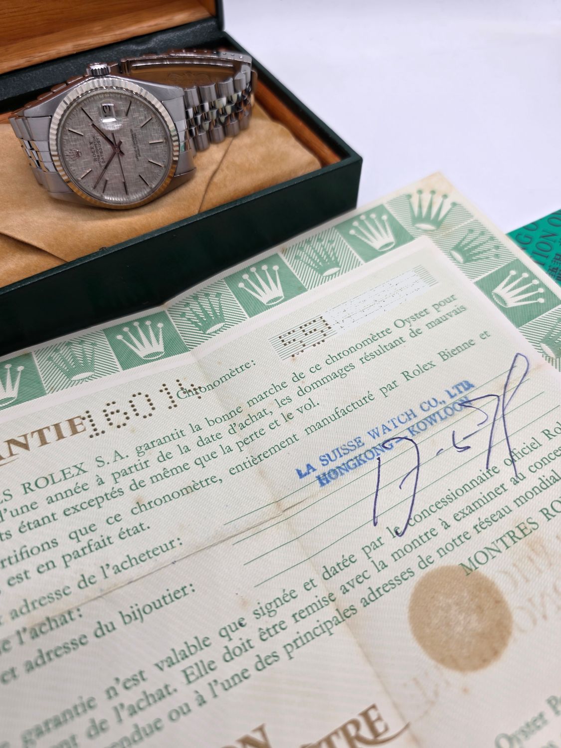 Rolex Datejust 16014 Silver Linen Dial, 36mm 1978 Box &amp; Papers