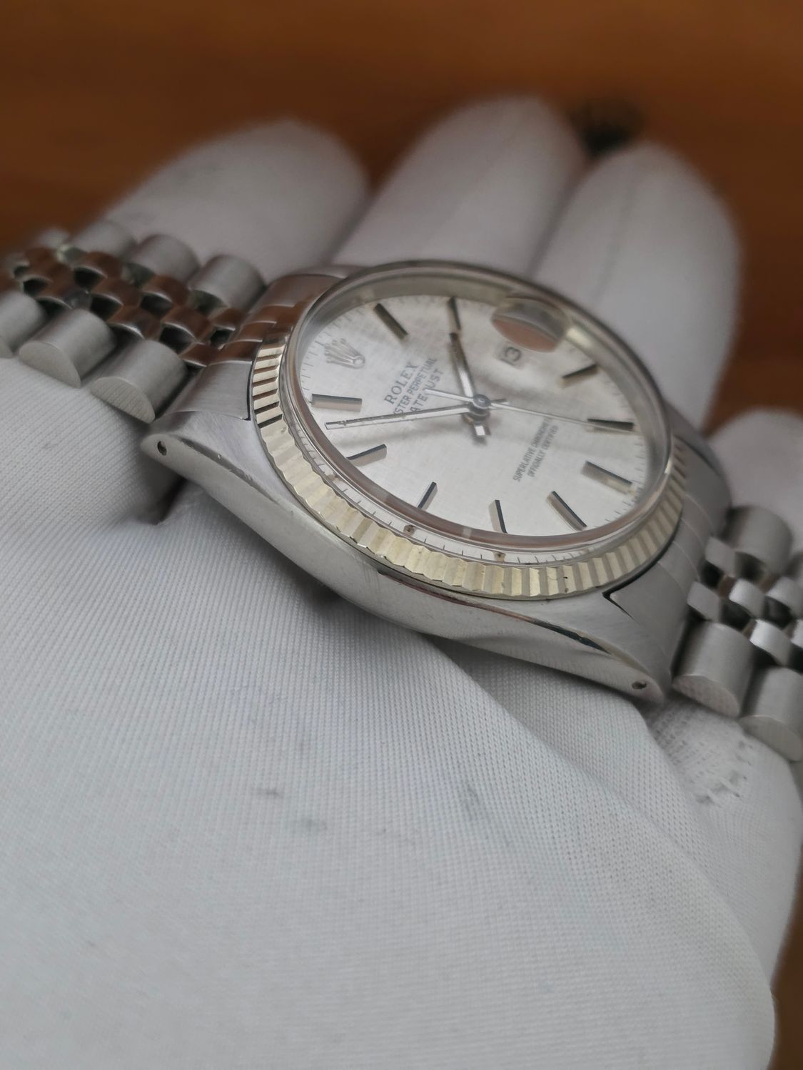 Rolex Datejust 16014 Silver Linen Dial, 36mm 1978 Box &amp; Papers