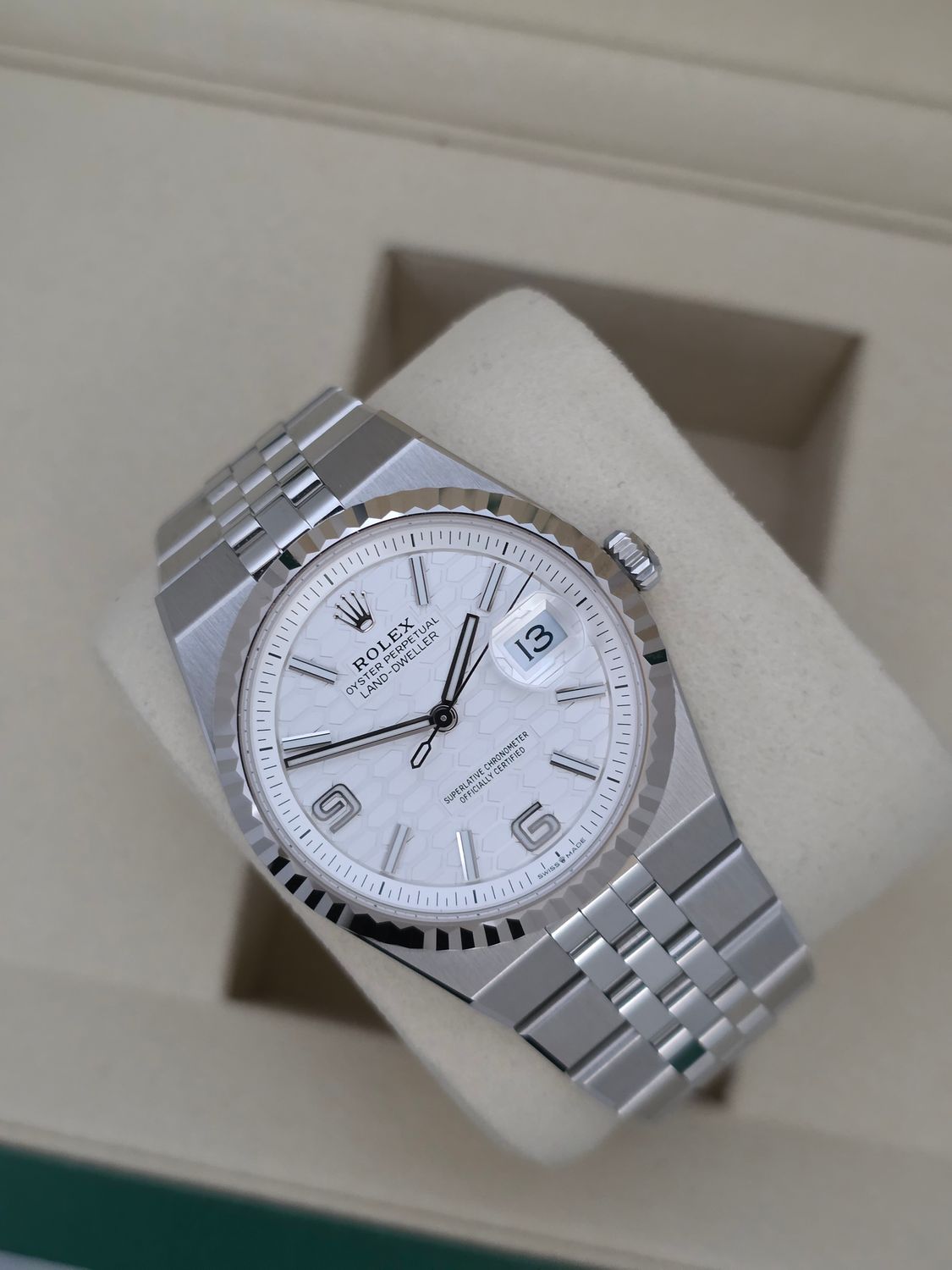 Rolex Land Dweller 127234 Watch 36mm, 2026 Full Set Unworn, 18k Gold Bezel