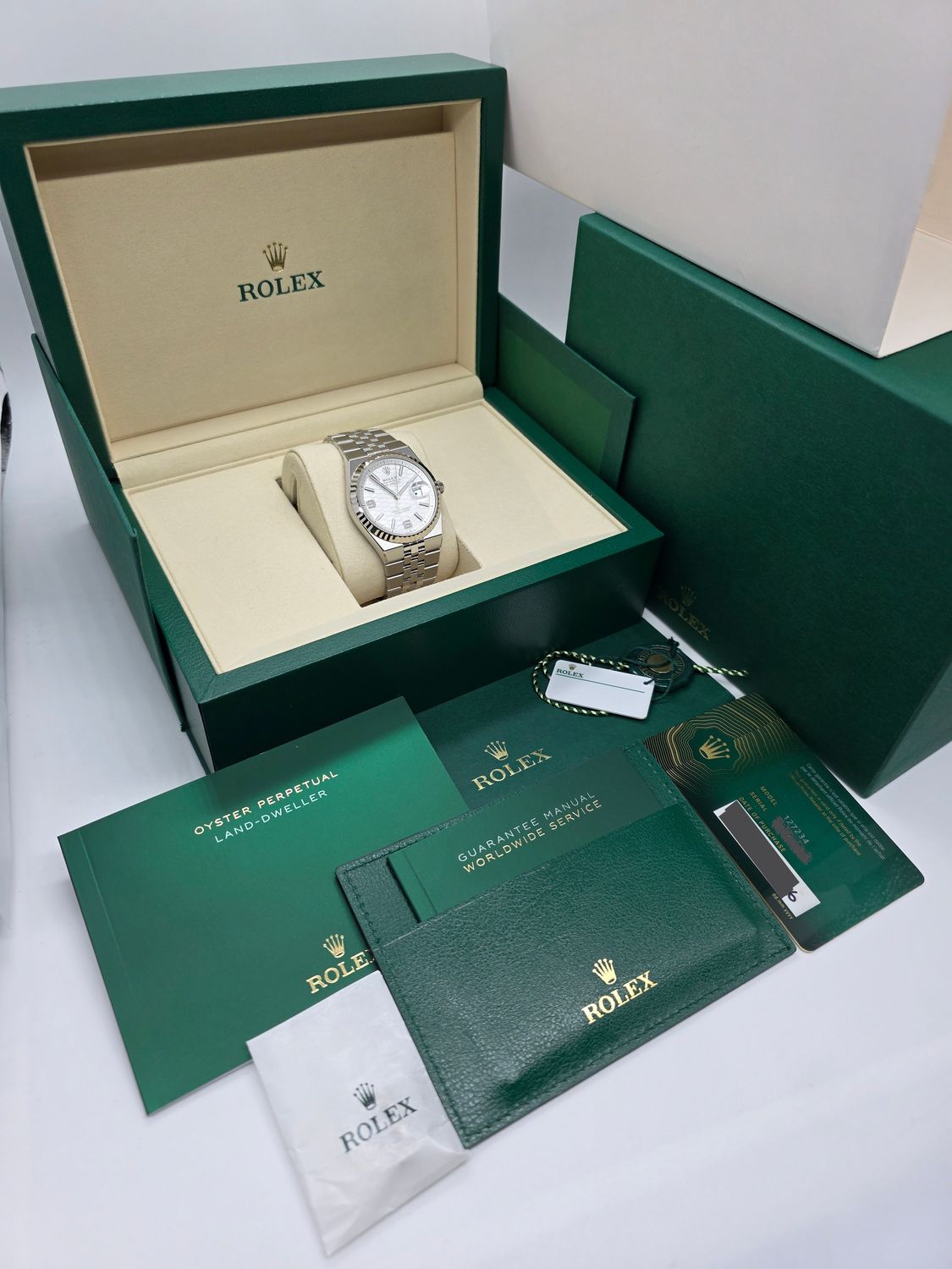 Rolex Land Dweller 127234 Watch 36mm, 2026 Full Set Unworn, 18k Gold Bezel
