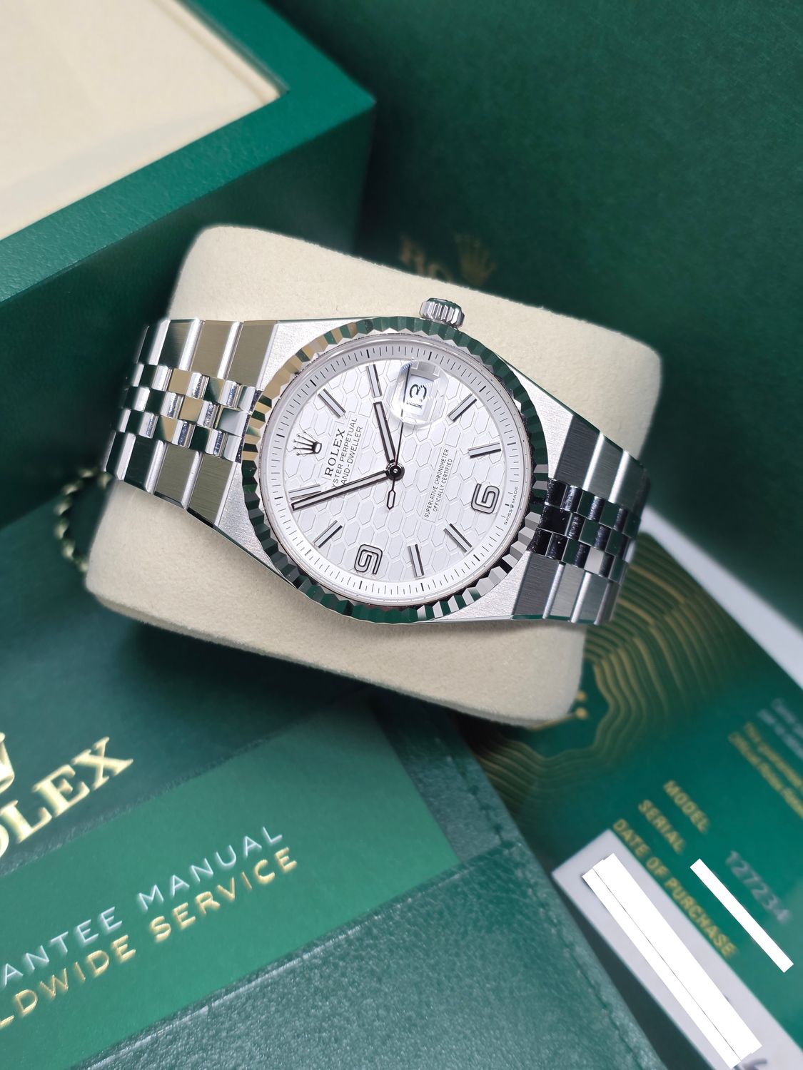 Rolex Land Dweller 127234 Watch 36mm, 2026 Full Set Unworn, 18k Gold Bezel