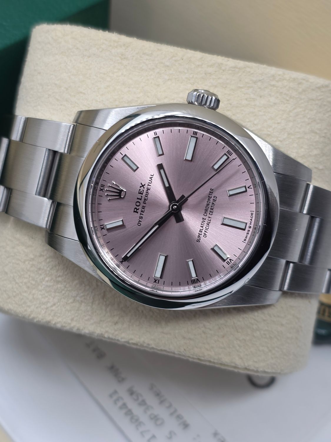 Rolex Oyster Perpetual 124200 34mm Pink Dial 2022 Full Set, Original Receipt