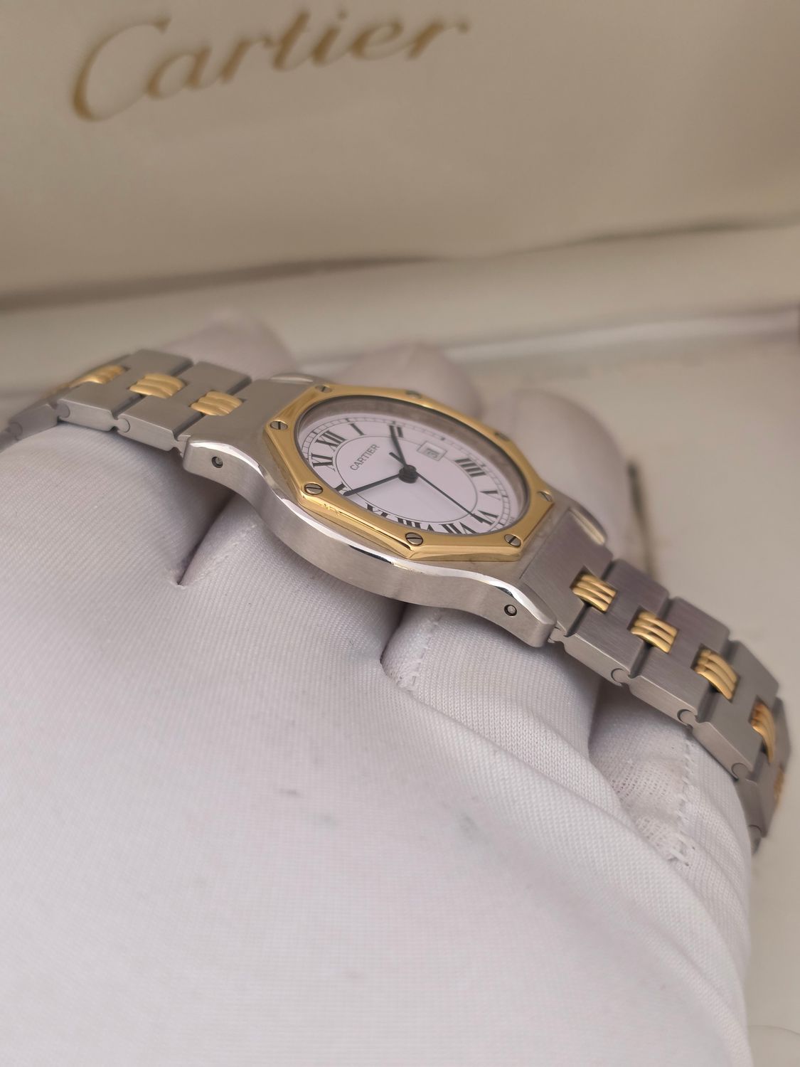 Cartier Santos de Cartier Octagon, White Watch - Ref 2966