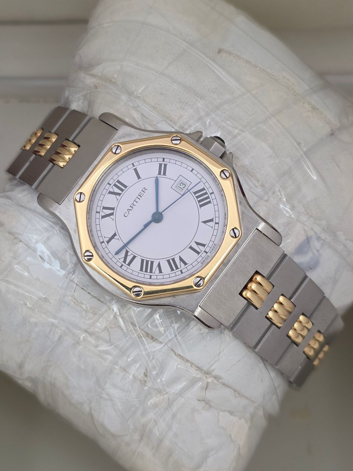 Cartier Santos de Cartier Octagon, White Watch - Ref 2966