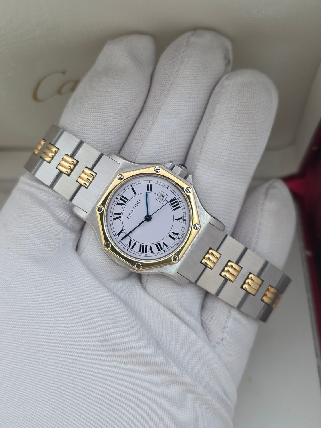 Cartier Santos de Cartier Octagon, White Watch - Ref 2966