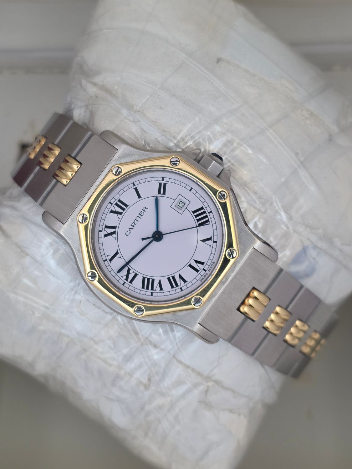 Cartier Santos de Cartier Octagon, White Watch - Ref 2966