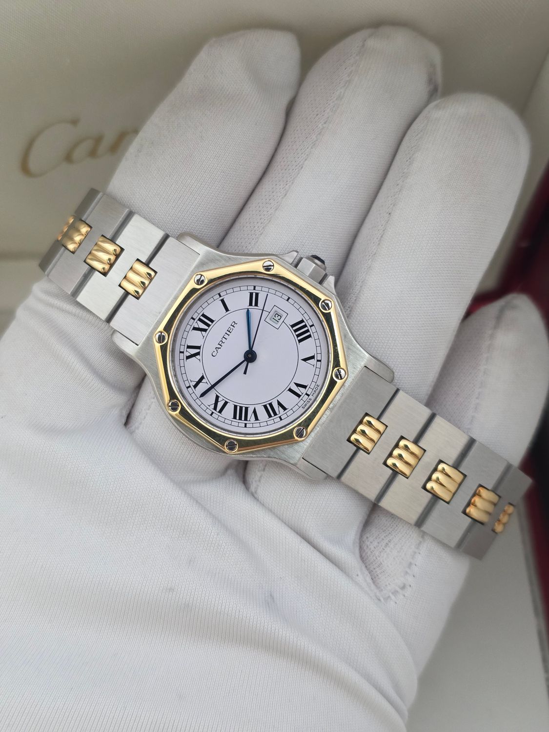 Cartier Santos de Cartier Octagon, White Watch - Ref 2966