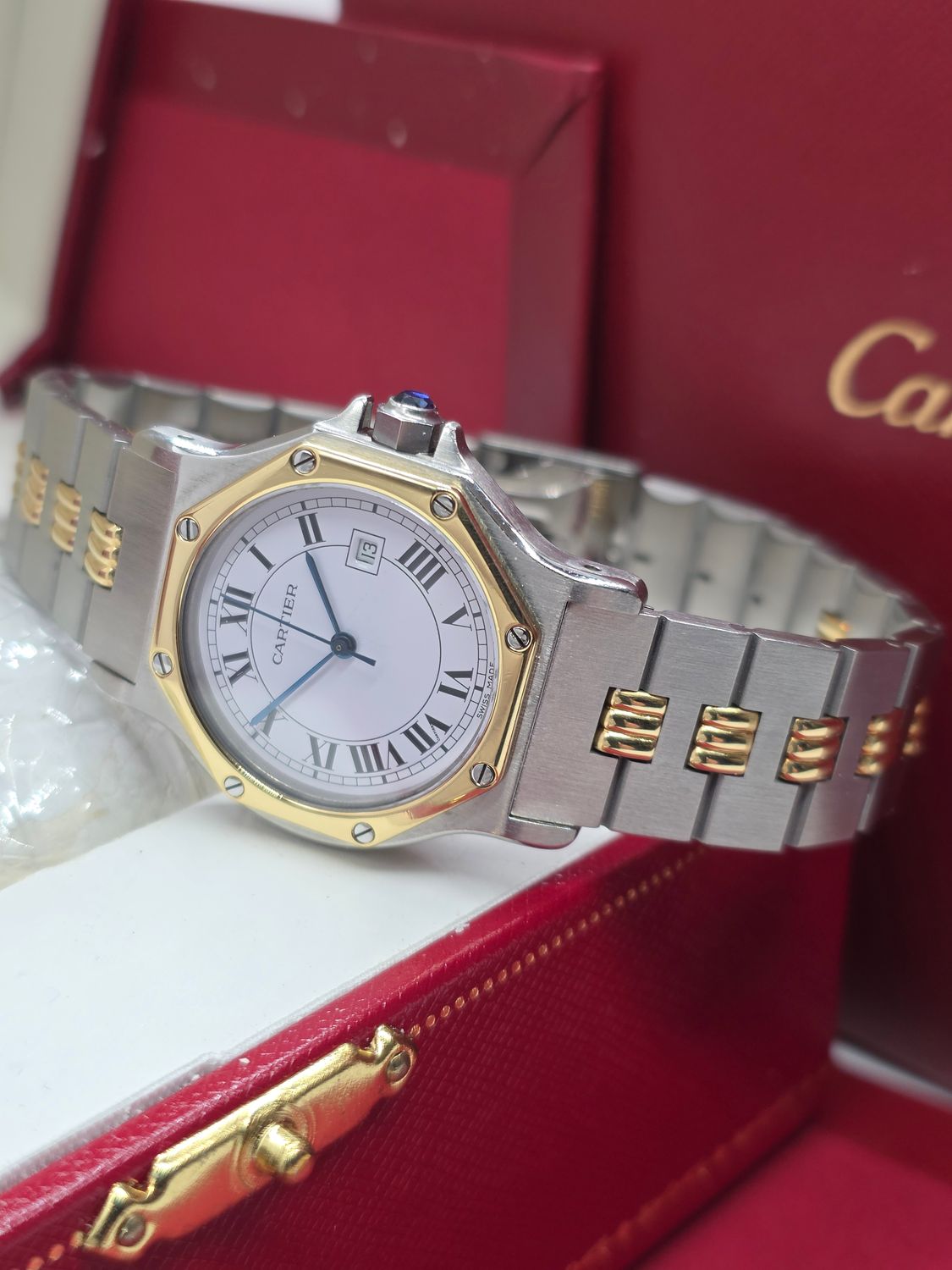 Cartier Santos de Cartier Octagon, White Watch - Ref 2966
