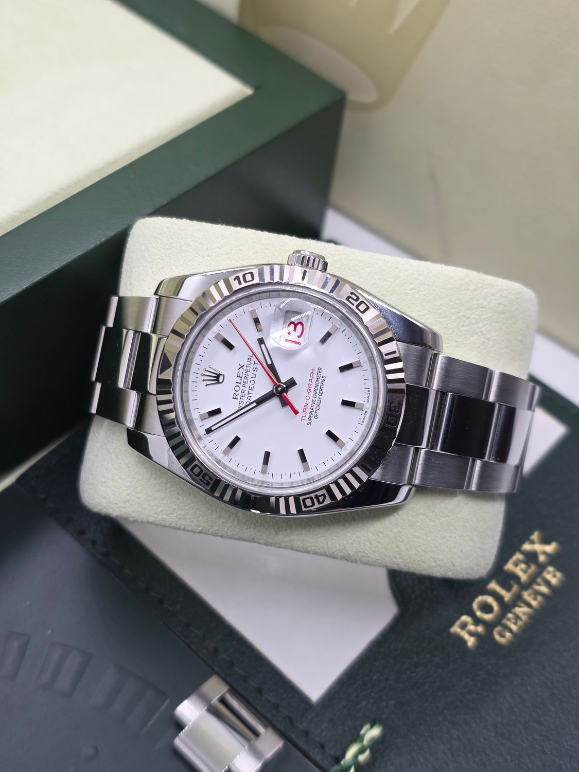 Rolex Datejust 116264 Turn-O-Graph - 2005, NOS Full Set 36mm White Dial
