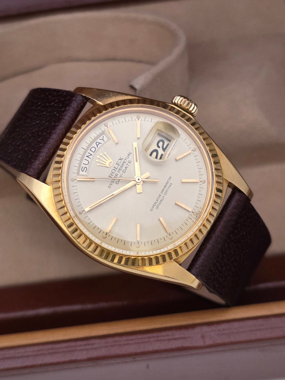 Rolex DayDate 1803 36mm, 18K Gold Original Dial, Circa 1968 Box &amp; Booklets