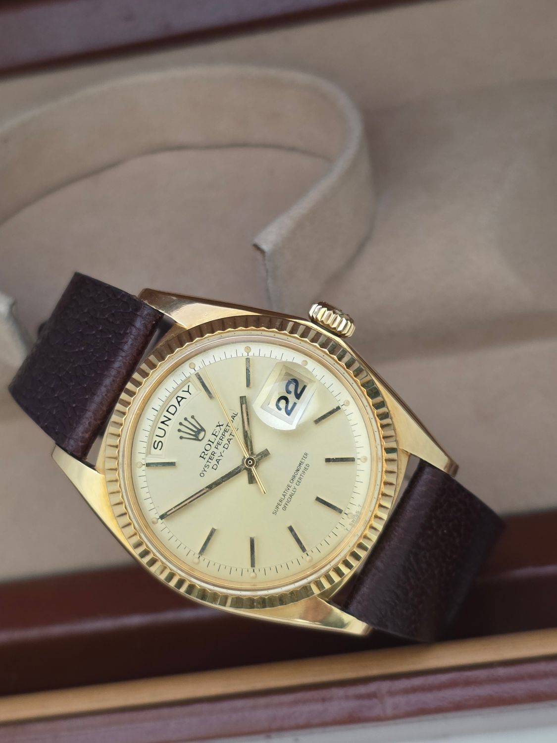 Rolex DayDate 1803 36mm, 18K Gold Original Dial, Circa 1968 Box &amp; Booklets