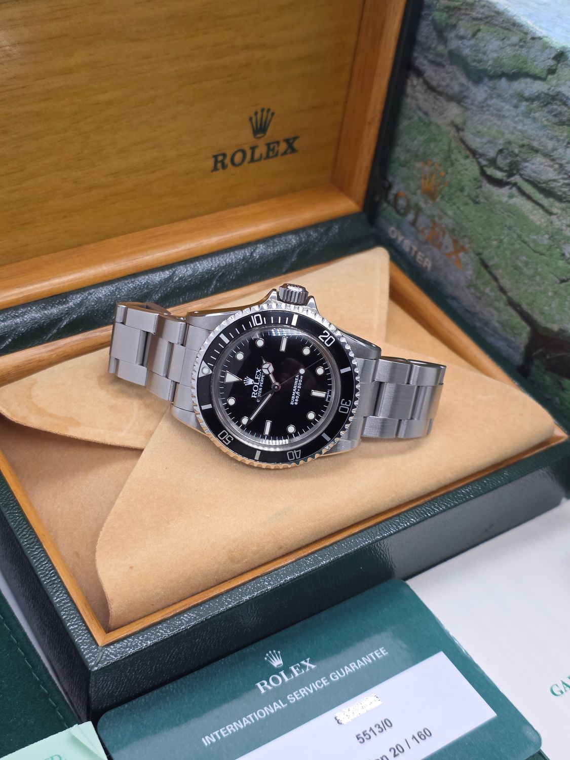 Rolex Submariner 5513 Black Watch, 1987 Full Set, Collectors Set