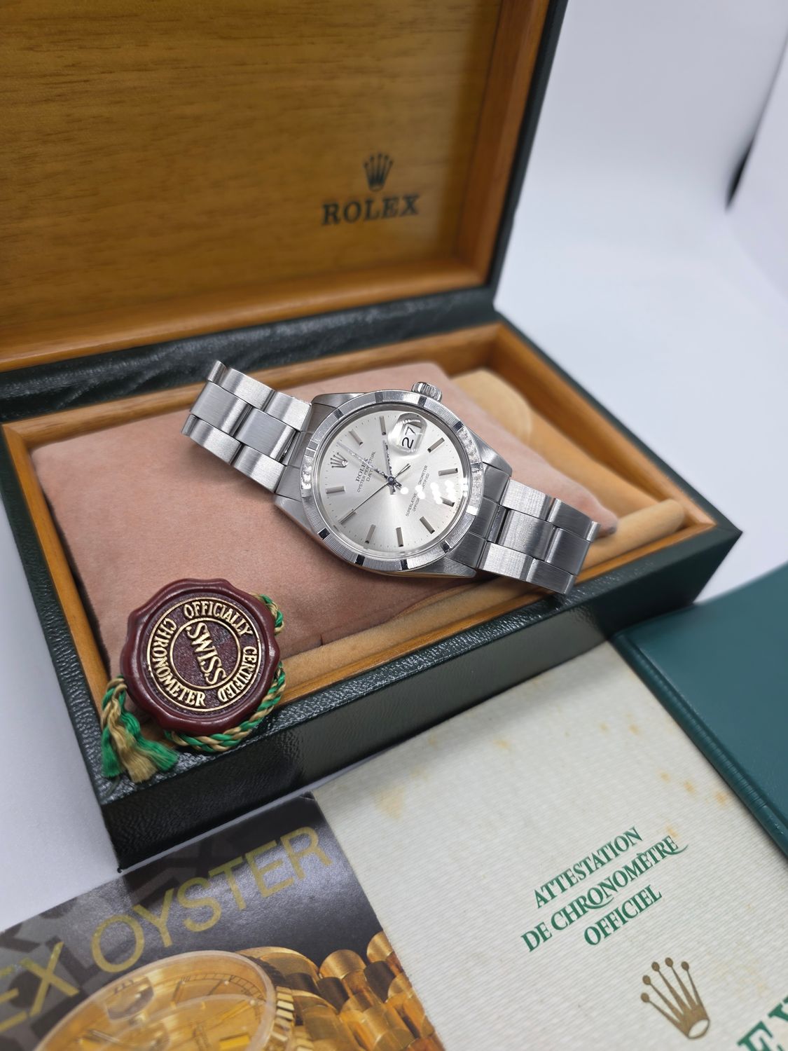 Rolex Oyster Perpetual Date Watch 1501 1971 Automatic Silver Dial, Box &amp; Papers