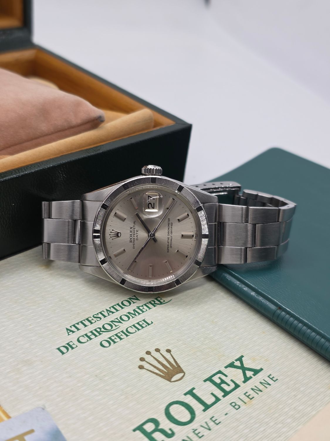 Rolex Oyster Perpetual Date Watch 1501 1971 Automatic Silver Dial, Box &amp; Papers