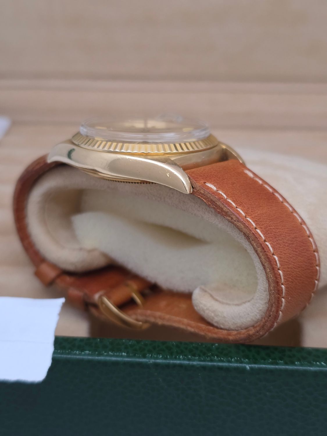 Rolex DayDate 1803 36mm, 18K Gold, Rare WideBoy Dial, Circa 1969 Box &amp; Booklets