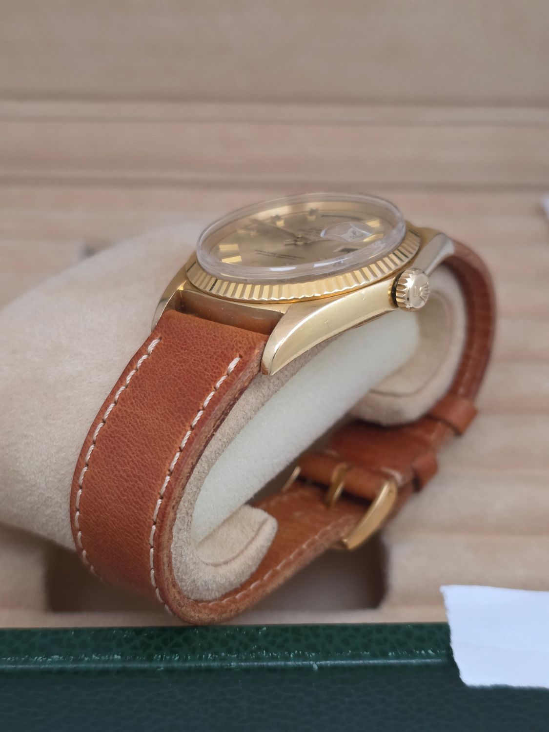 Rolex DayDate 1803 36mm, 18K Gold, Rare WideBoy Dial, Circa 1969 Box &amp; Booklets