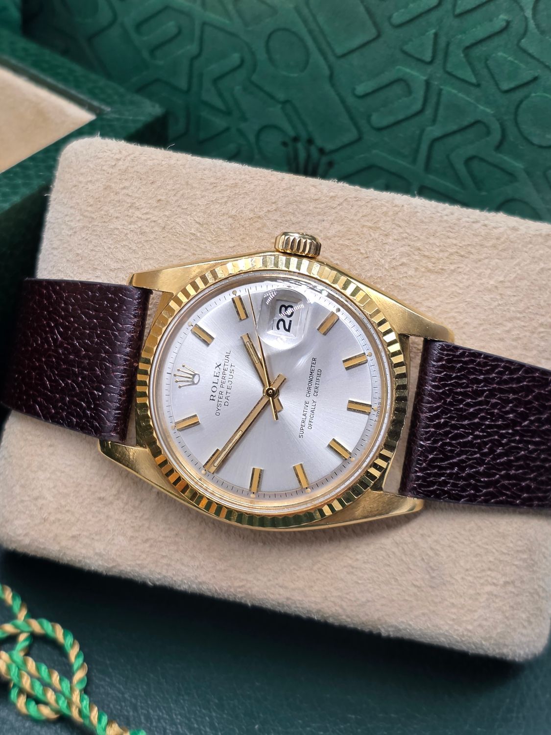 Rolex Datejust Ref 1601 36mm, 1972 Solid 18k Gold, Rare Silver 'Wideboy' Dial