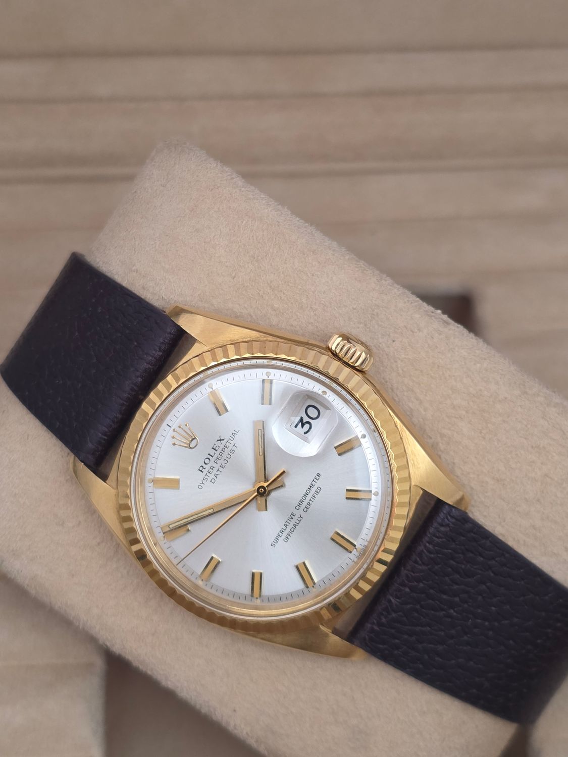 Rolex Datejust Ref 1601 36mm, 1972 Solid 18k Gold, Rare Silver 'Wideboy' Dial