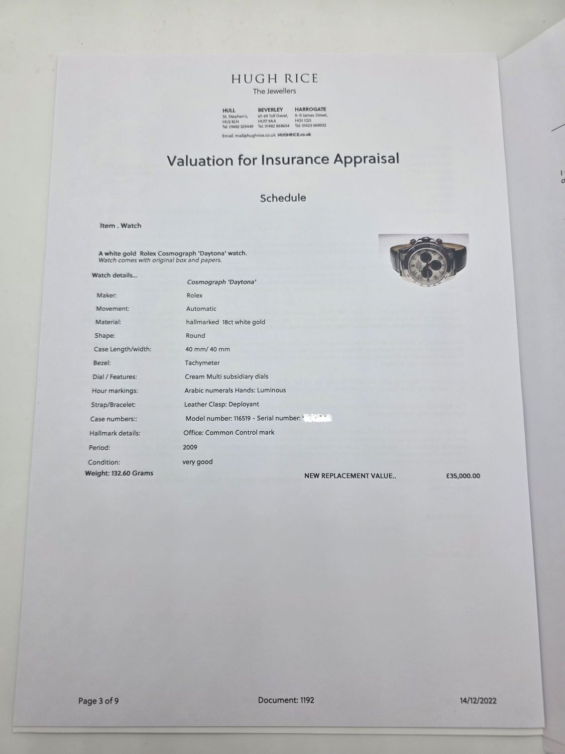 Rolex Daytona 116519, White Gold 40mm, Racing Panda Dial, 2009 Collectors Set