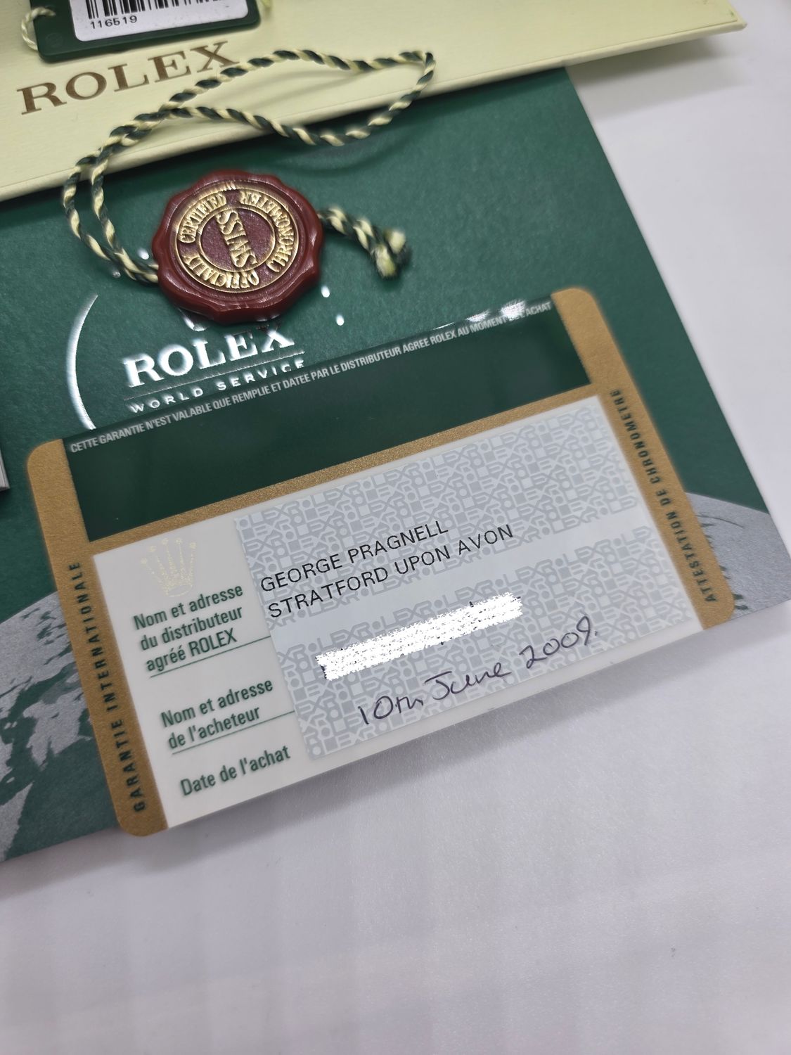 Rolex Daytona 116519, White Gold 40mm, Racing Panda Dial, 2009 Collectors Set