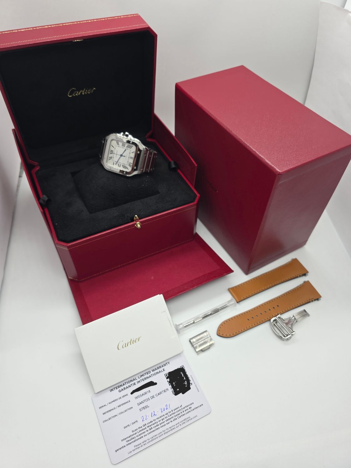 Cartier Santos De Cartier WSSA0018 Large, 2021 Full Set Excellent Condition