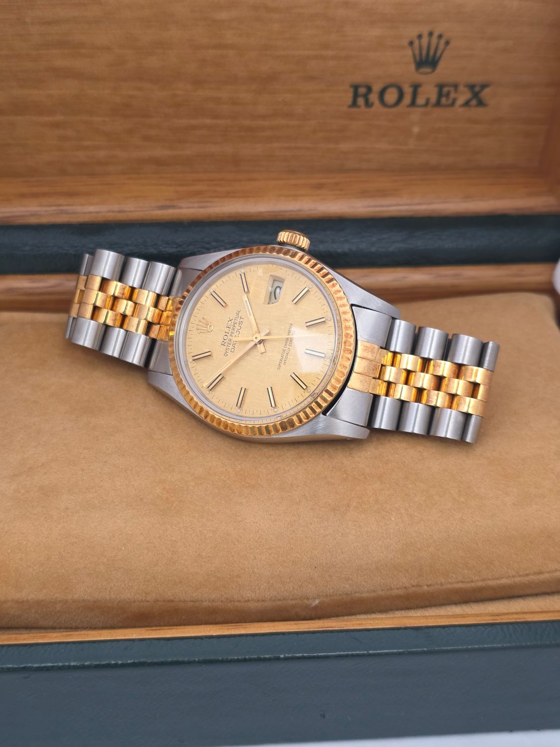 Rolex Datejust 16013 Watch - 1984 Linen Dial, Box &amp; Papers