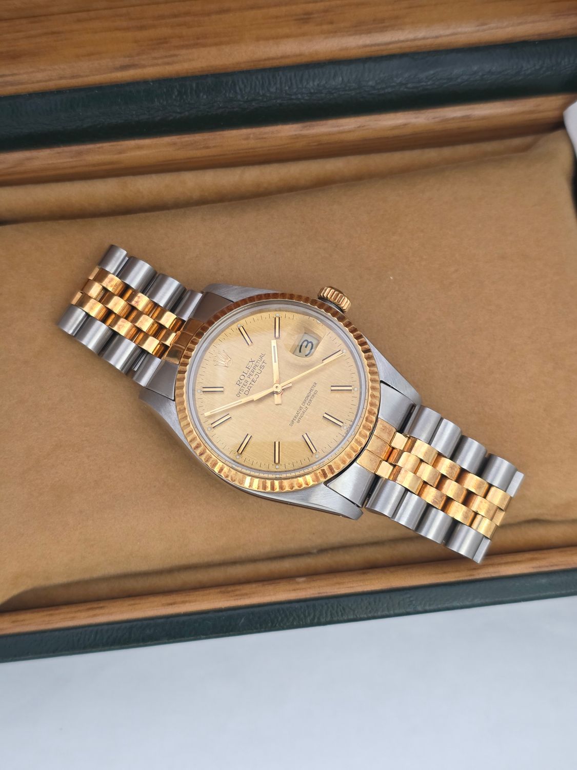 Rolex Datejust 16013 Watch - 1984 Linen Dial, Box &amp; Papers