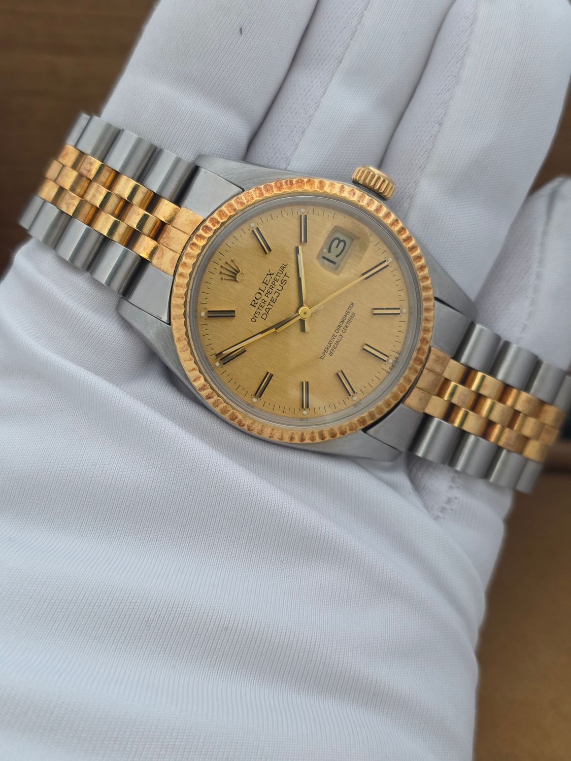 Rolex Datejust 16013 Watch - 1984 Linen Dial, Box &amp; Papers